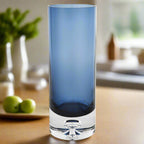 Galaxy Vase European Mouth Blown Midnight Blue Crystal Cylinder  10.5" X 3-K2217