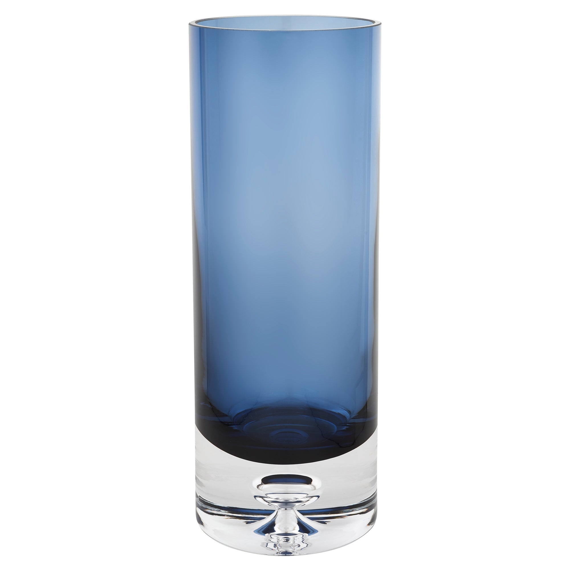 Galaxy Vase European Mouth Blown Midnight Blue Crystal Cylinder  10.5" X 3-K2217