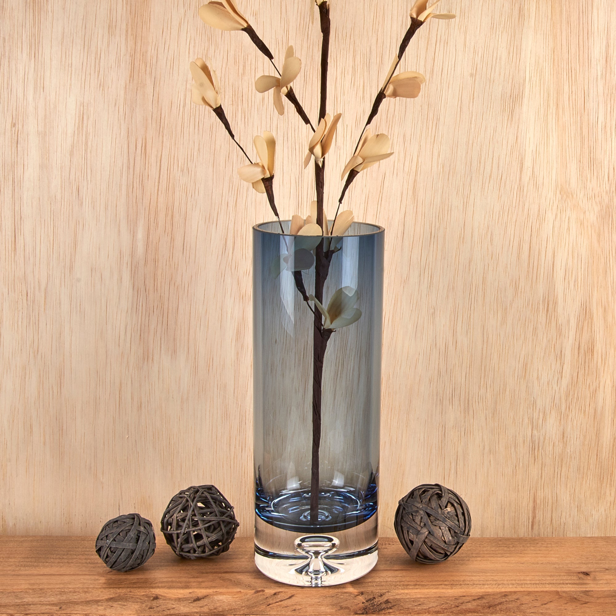 Galaxy Vase European Mouth Blown Midnight Blue Crystal Cylinder  10.5" X 3-K2217