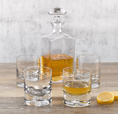 Andre Square Decanter - European Mouth Blown 34 oz. Scotch or Whiskey Lead Free Crystal Decanter-K2224 H10.5