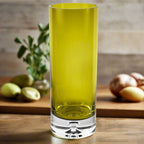 Galaxy Cylinder Vase- European Mouth Blown Lead Free Crystal in Olive Green 10.5" X 3-K2237