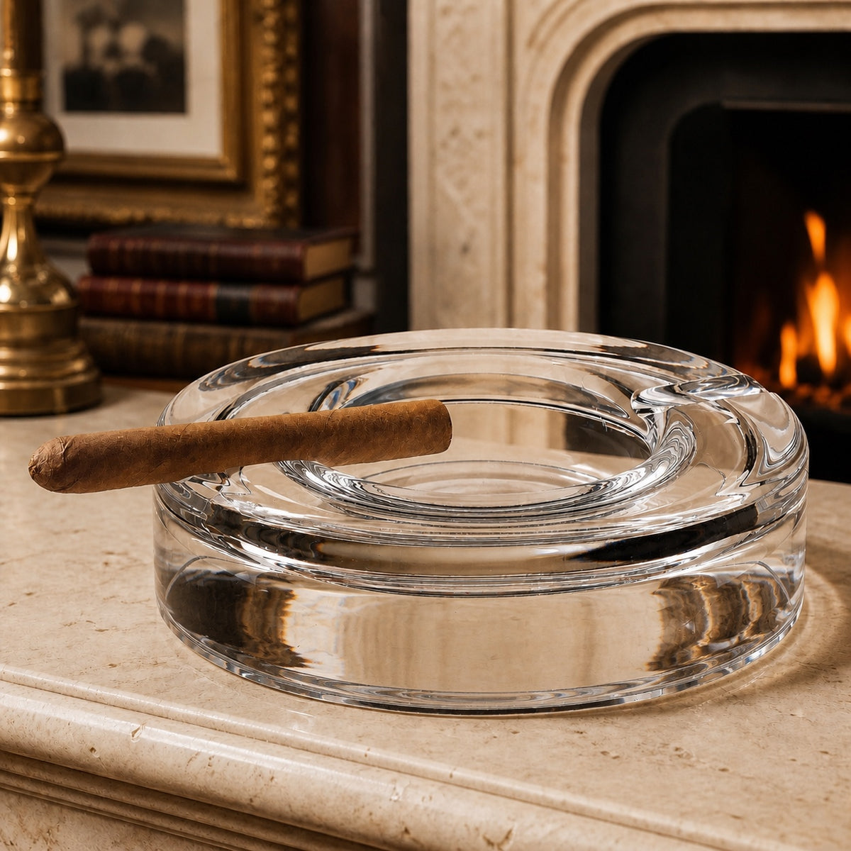 Winston 8" Cigar Ash Tray - Mouth Blown Crystal -K865