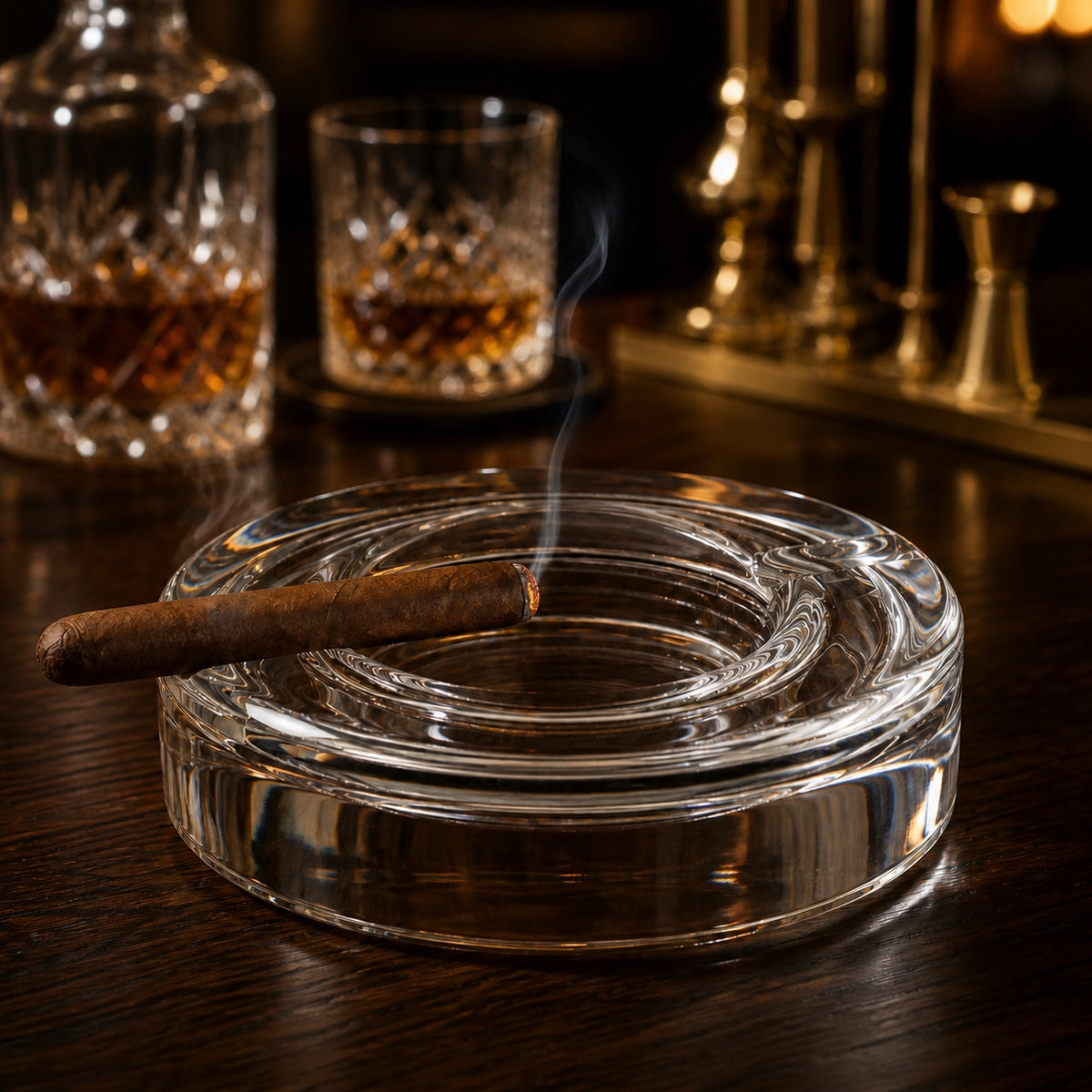 Winston 8" Cigar Ash Tray - Mouth Blown Crystal -K865