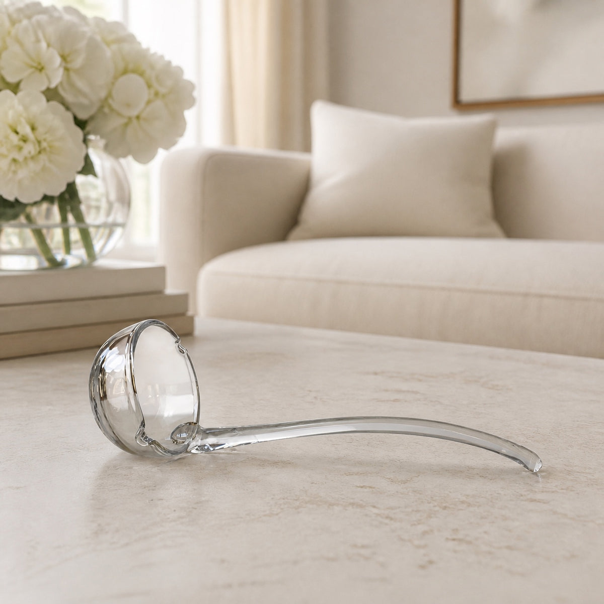 Mouth Blown Lead Free 6" Crystal Gravy, Dressing or Sauce Ladle-K903L