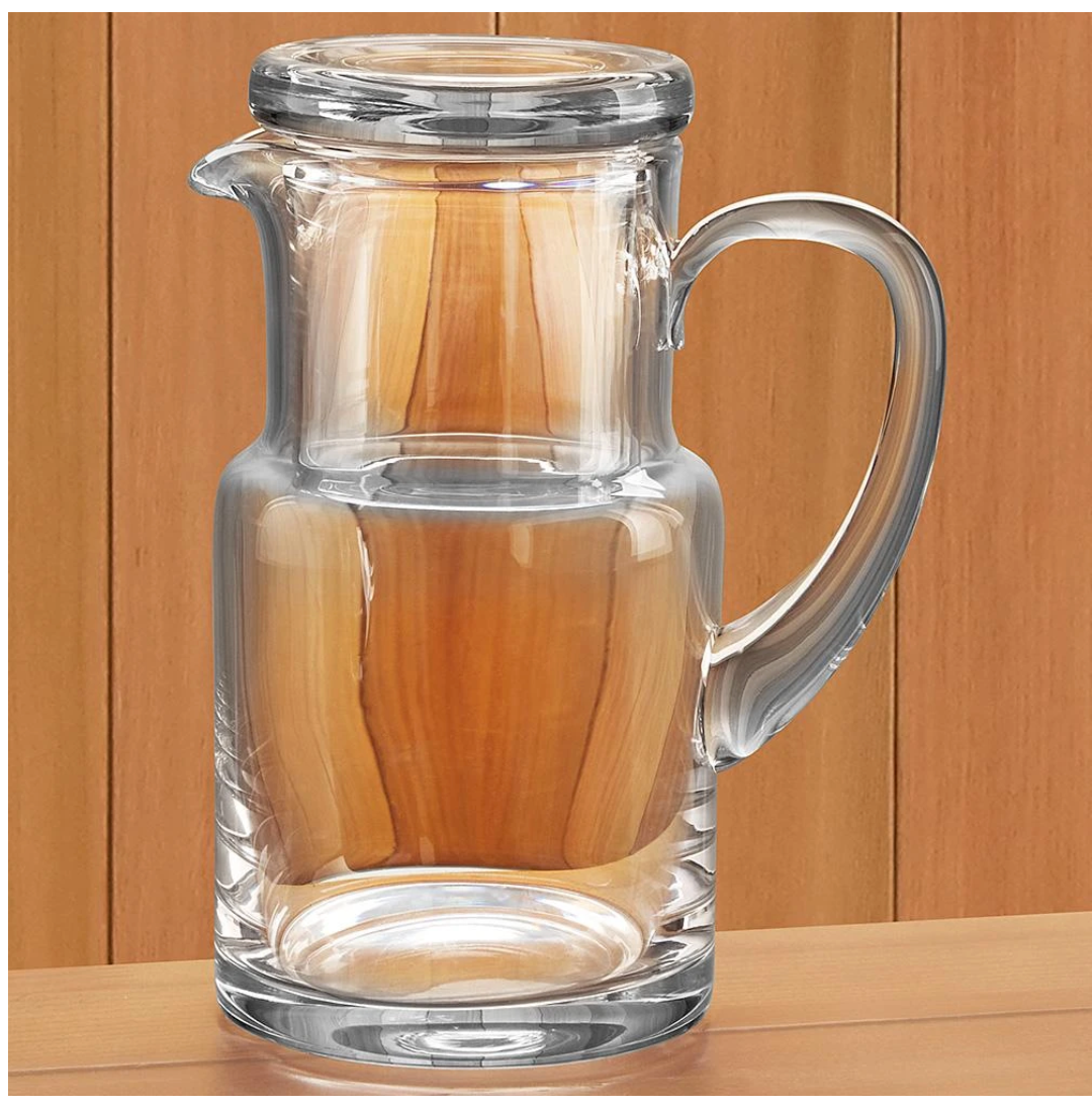 Manhattan Mouth Blown 2 Pc Bedside or Desktop Carafe Set H8".-K905