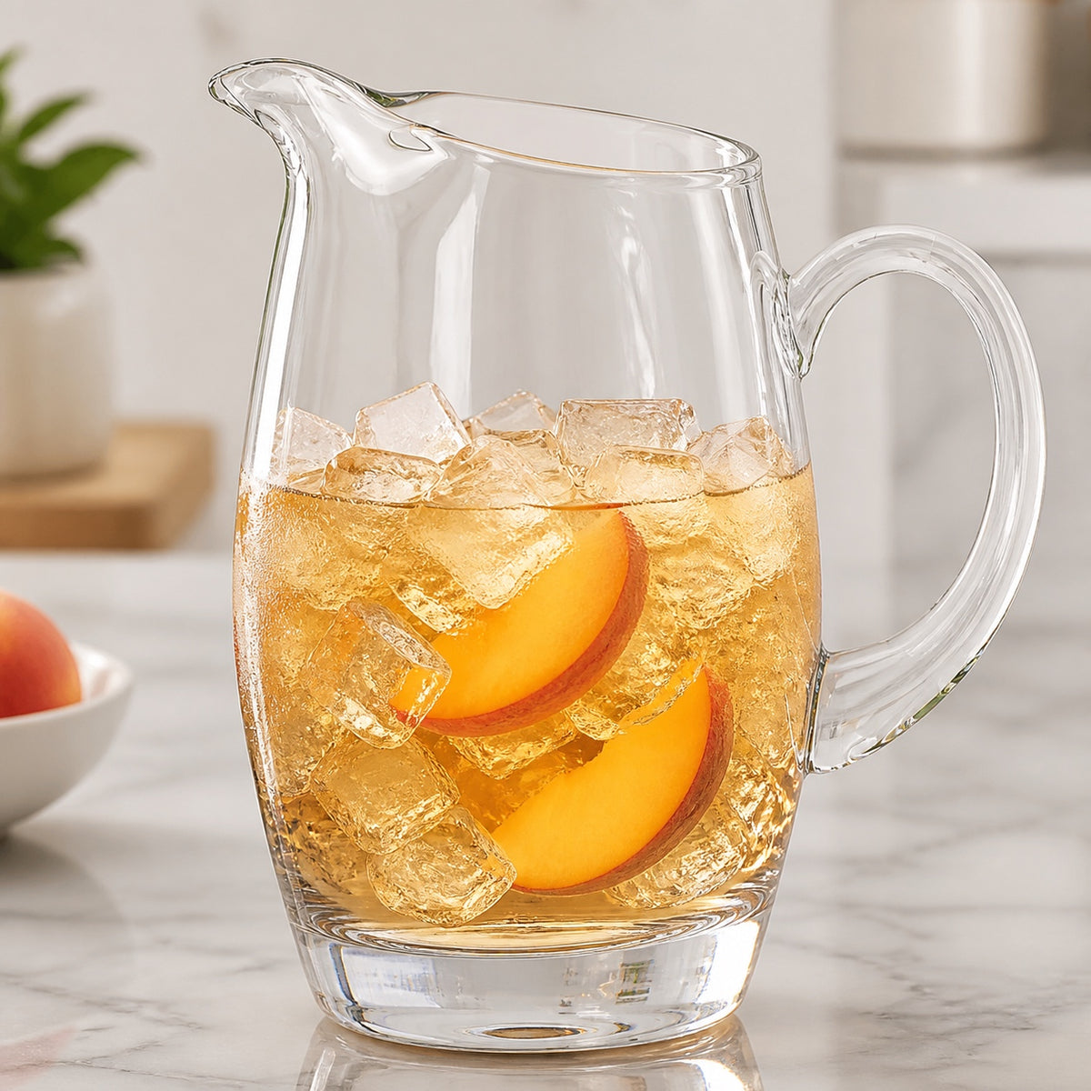 Pitcher- Classic European Mouth Blown "Barrel" Water, Juice or Iced Tea Pitcher 54 Oz -H9-K960