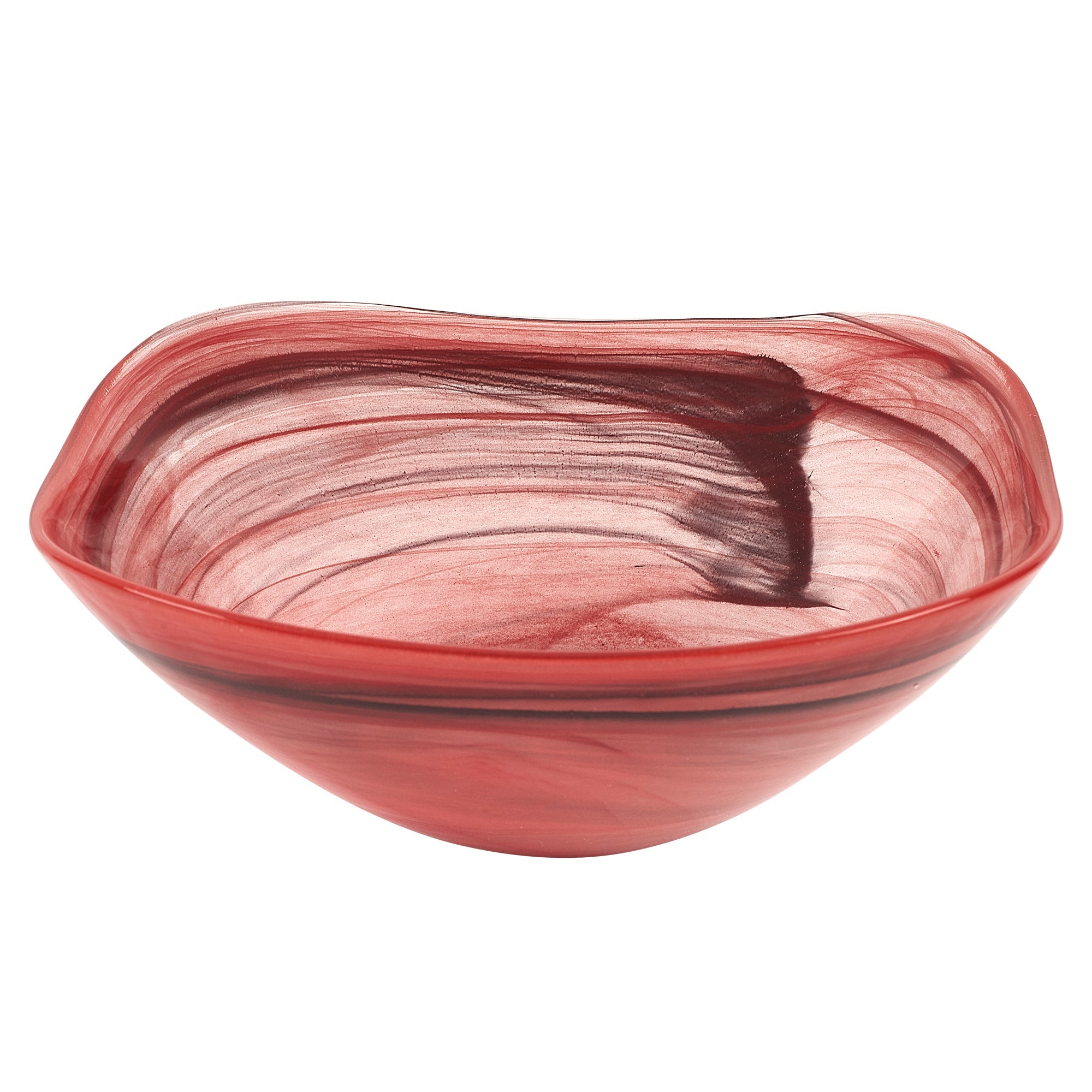 Terra Cotta Alabaster Glass 10" Squarish Salad or Serving Bowl-P232