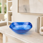 Pair of Cobalt Blue Alabaster Glass 6" Squarish Salad or Candy Bowls-P261