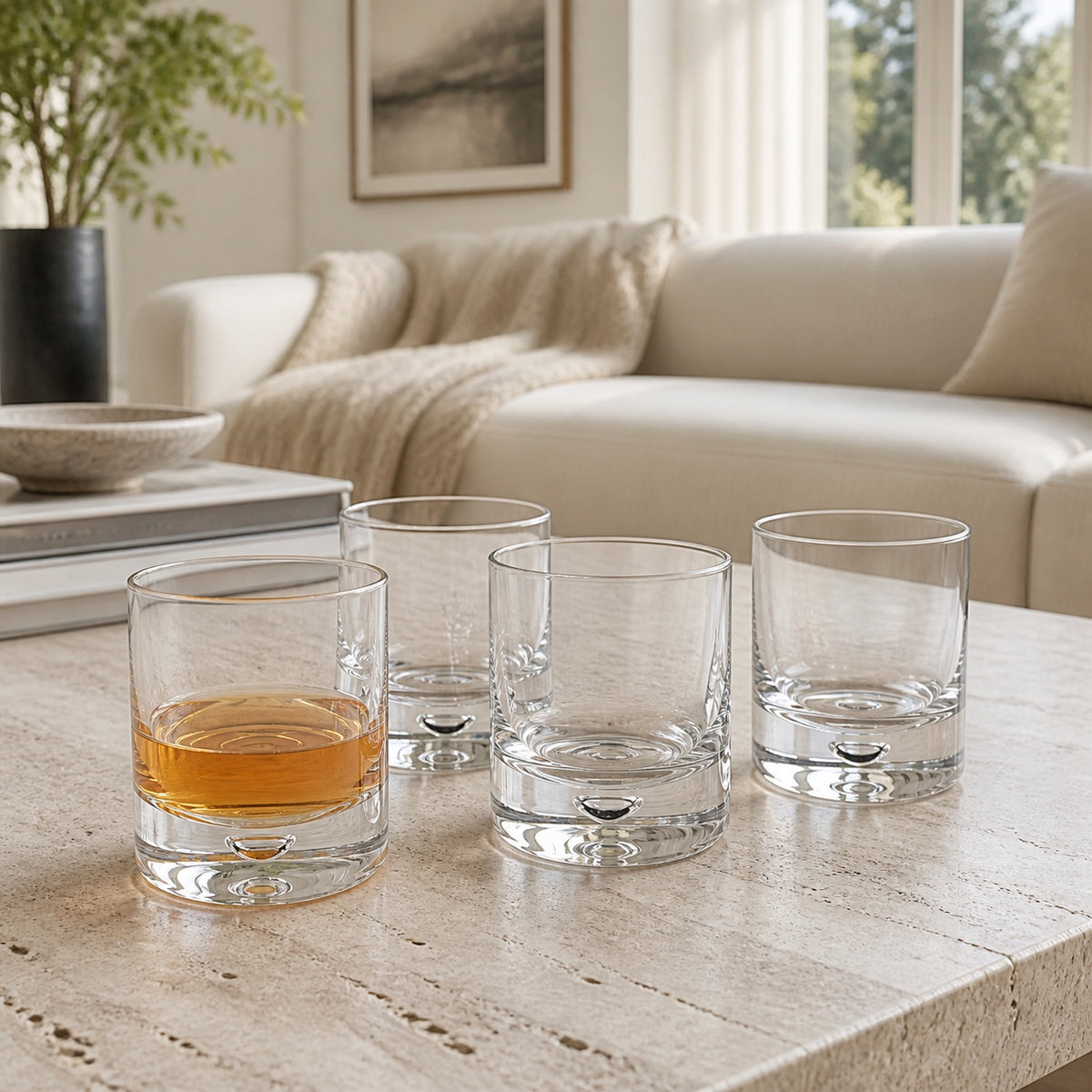 Galaxy 4 pc Set Single Old Fashioned -  Rocks Lead Free Crystal Scotch Glass 5 oz.-SR736