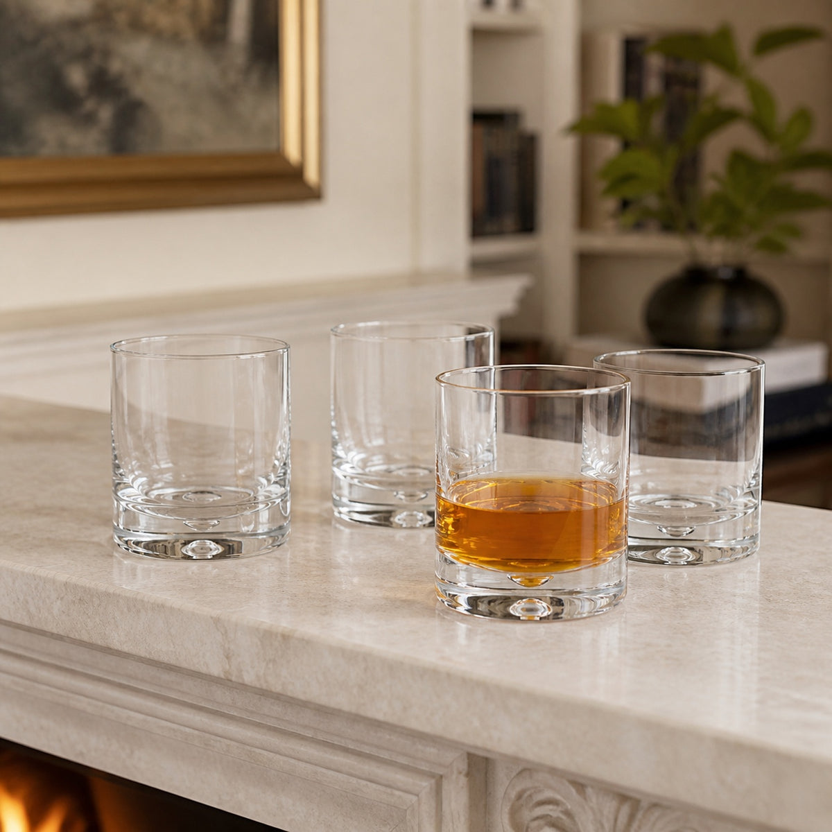 Galaxy 4 pc Set Single Old Fashioned -  Rocks Lead Free Crystal Scotch Glass 5 oz.-SR736