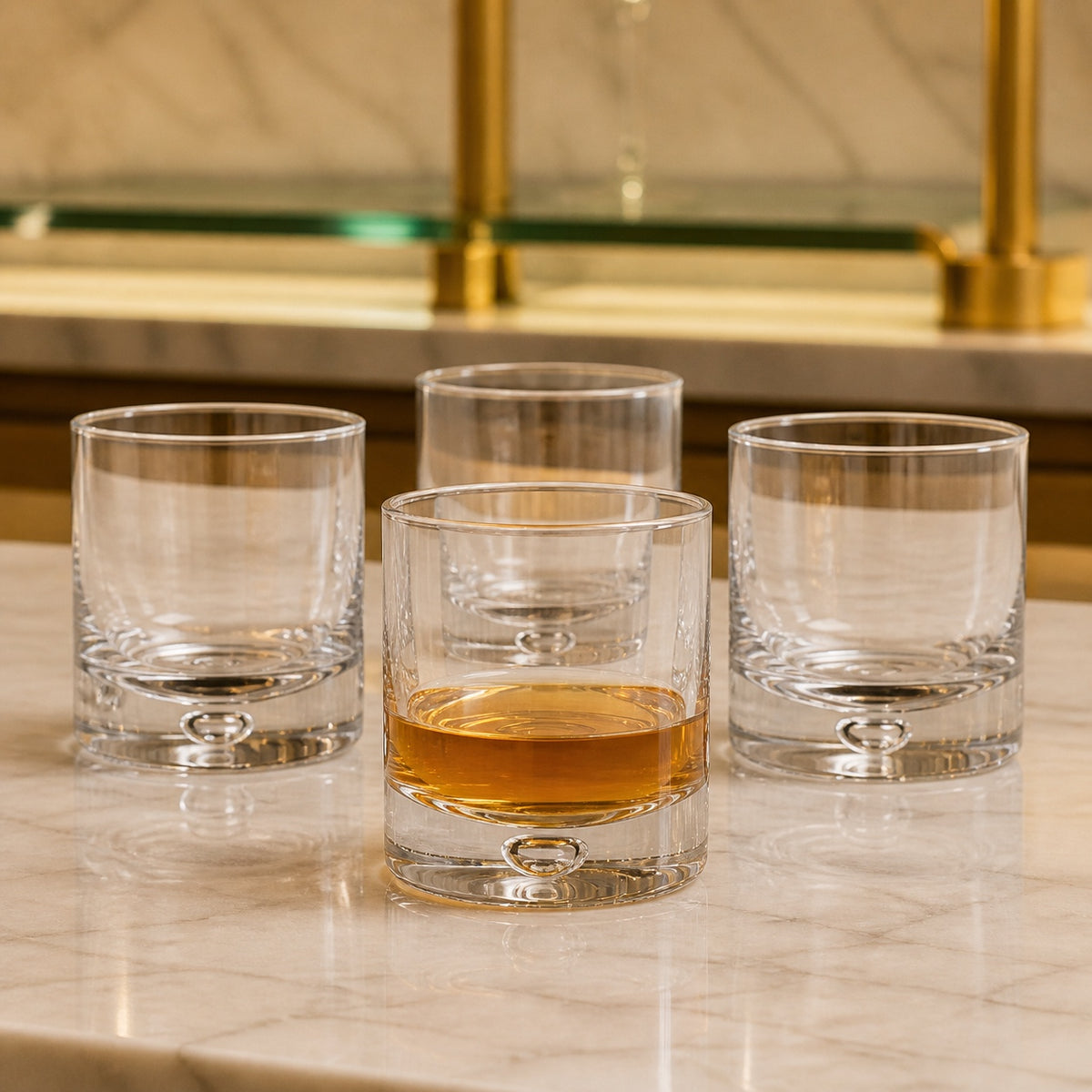 Galaxy 4 pc Set Single Old Fashioned -  Rocks Lead Free Crystal Scotch Glass 5 oz.-SR736