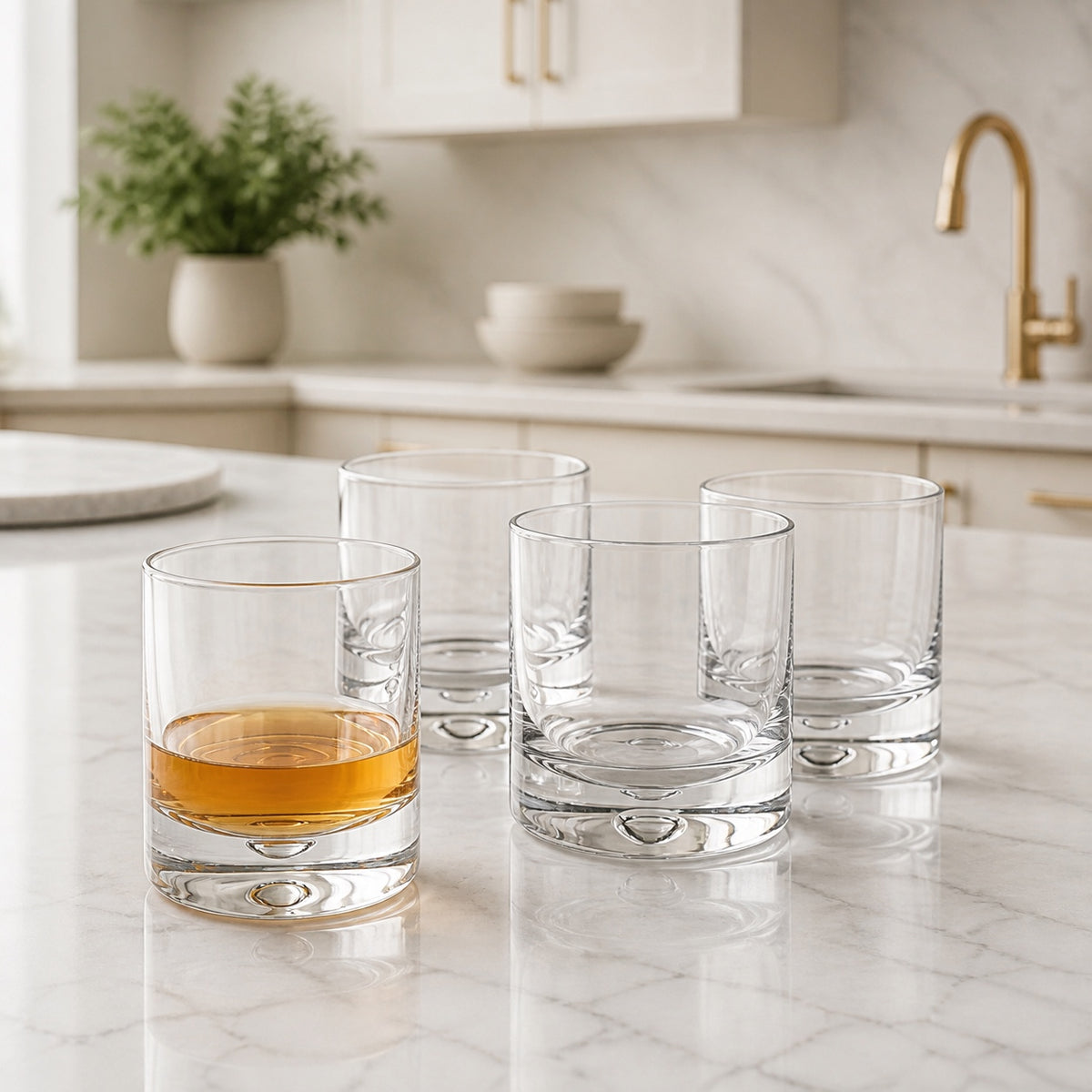 Galaxy 4 pc Set Single Old Fashioned -  Rocks Lead Free Crystal Scotch Glass 5 oz.-SR736
