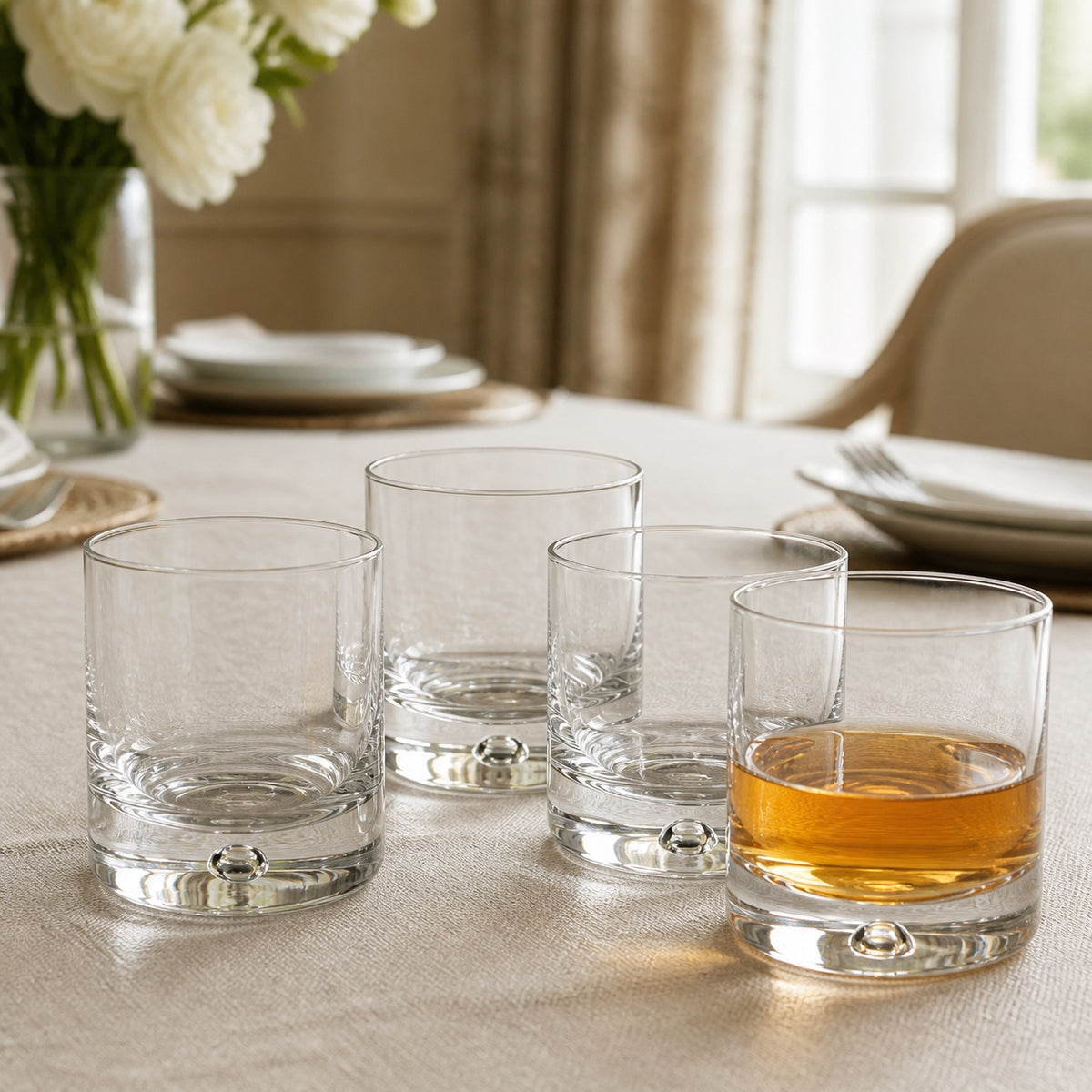 Galaxy 4 pc Set Single Old Fashioned -  Rocks Lead Free Crystal Scotch Glass 5 oz.-SR736