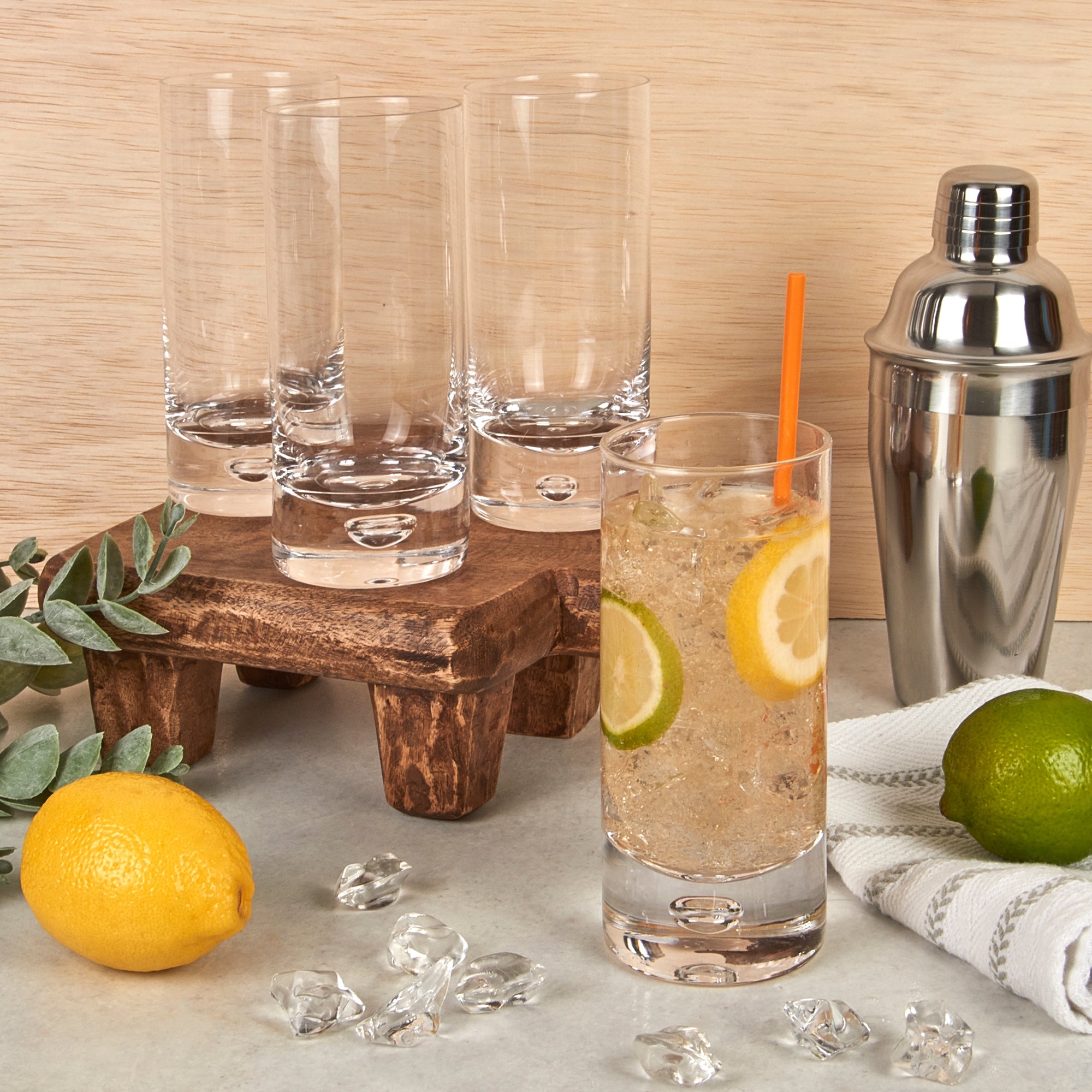 Galaxy Mouth Blown Lead Free Crystal Hiball Glass -13oz - 4 pc Set-SR738