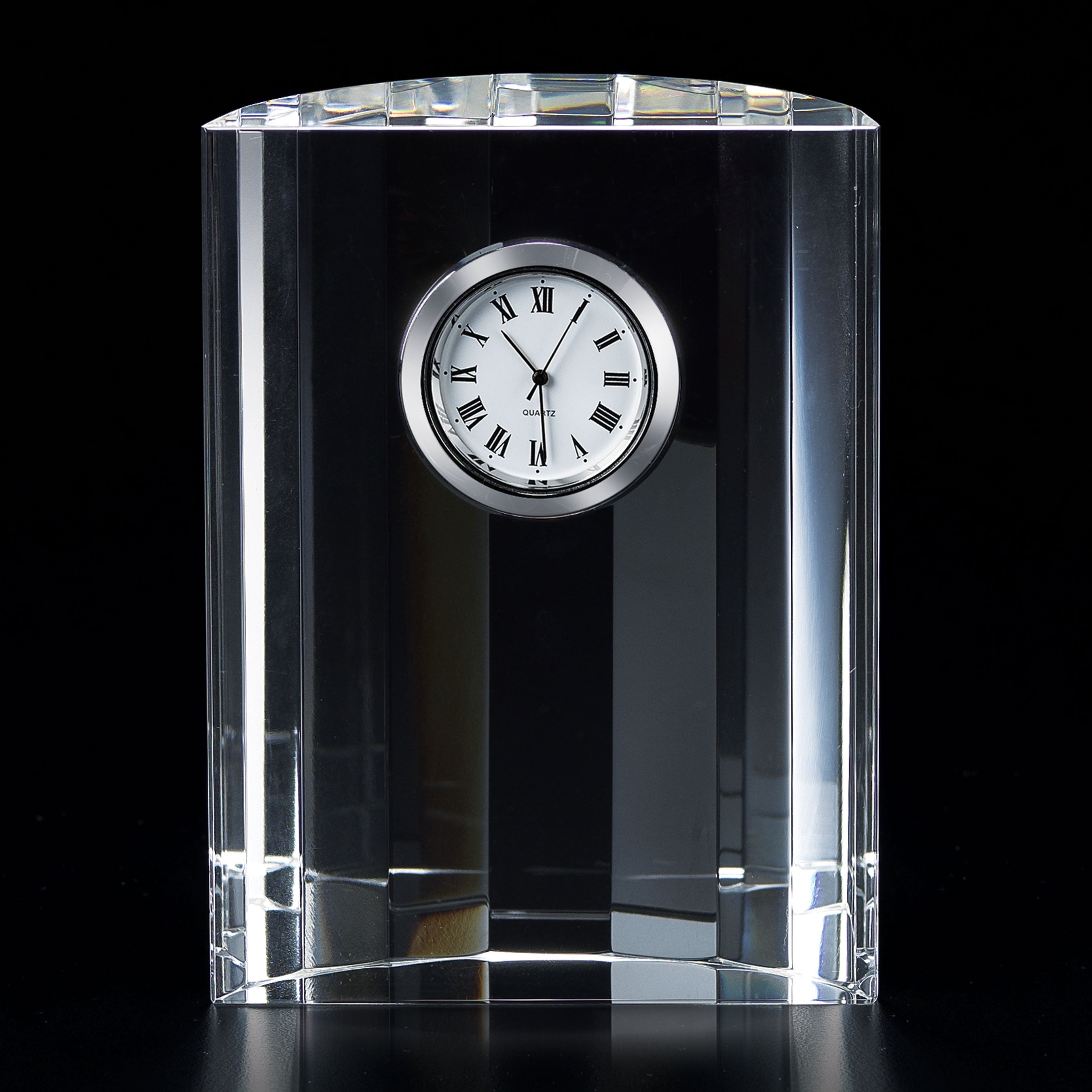 Crystal Half Moon Clock 4.5x3.5" - SU311