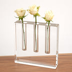 Triple Play Handcrafted Square 7" Optical Crystal Bud Vase-YD217