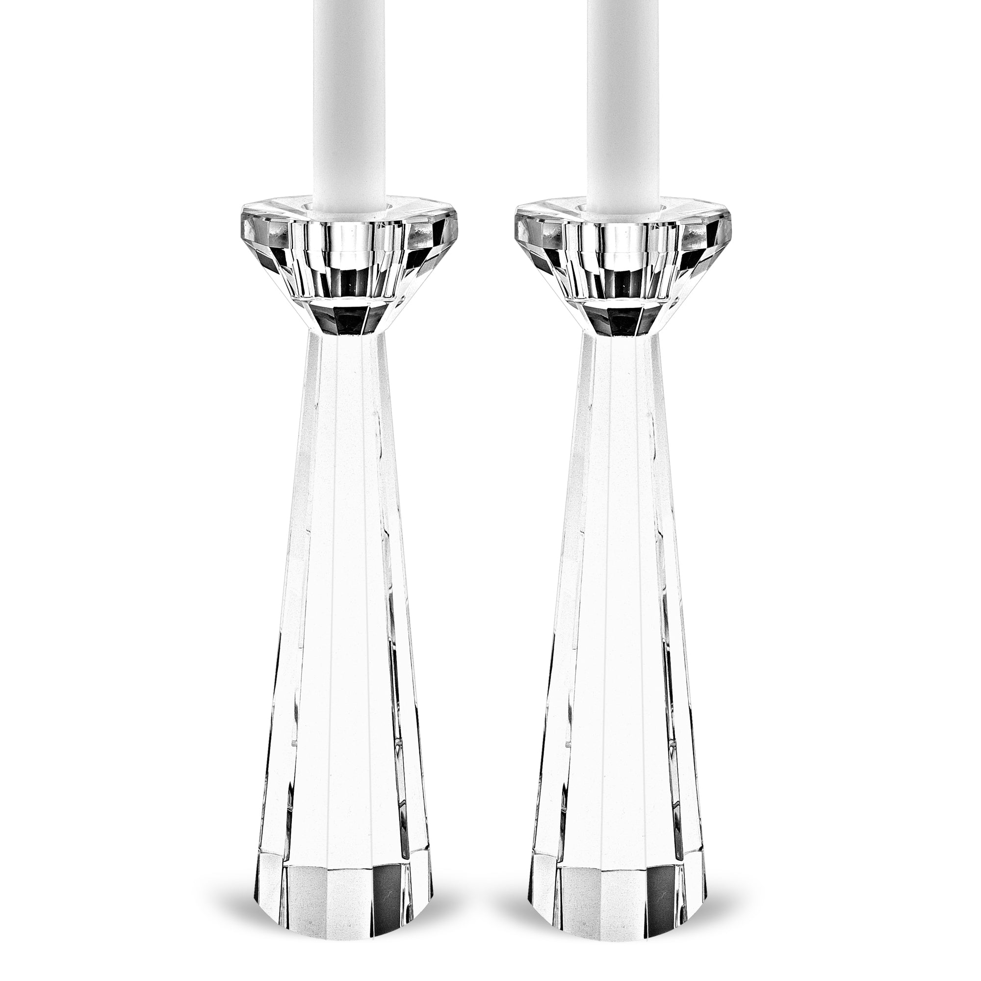 Park Avenue Pair of Faceted Crystal Candle Holders H8.5-YD374