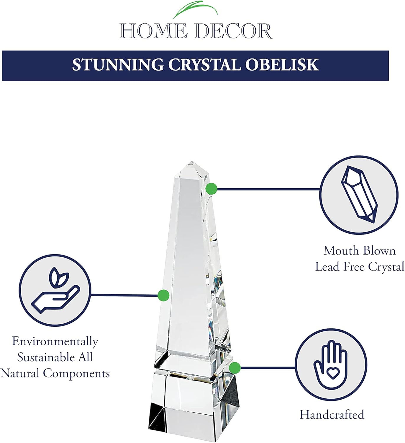 Elegant Hand Crafted Crystal 10" Obelisk-H131