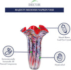 Majesty Murano Style Art Glass 17" Red Blend  Napkin Vase-J207