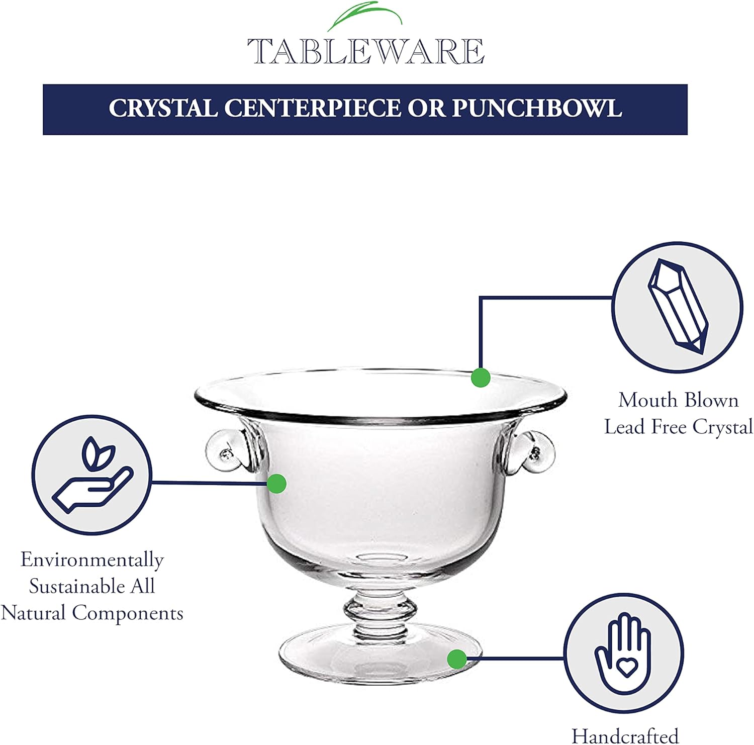 Champion European Mouth Blown Crystal 13" Trophy, Centerpiece, Fruit or Punchbowl- K919