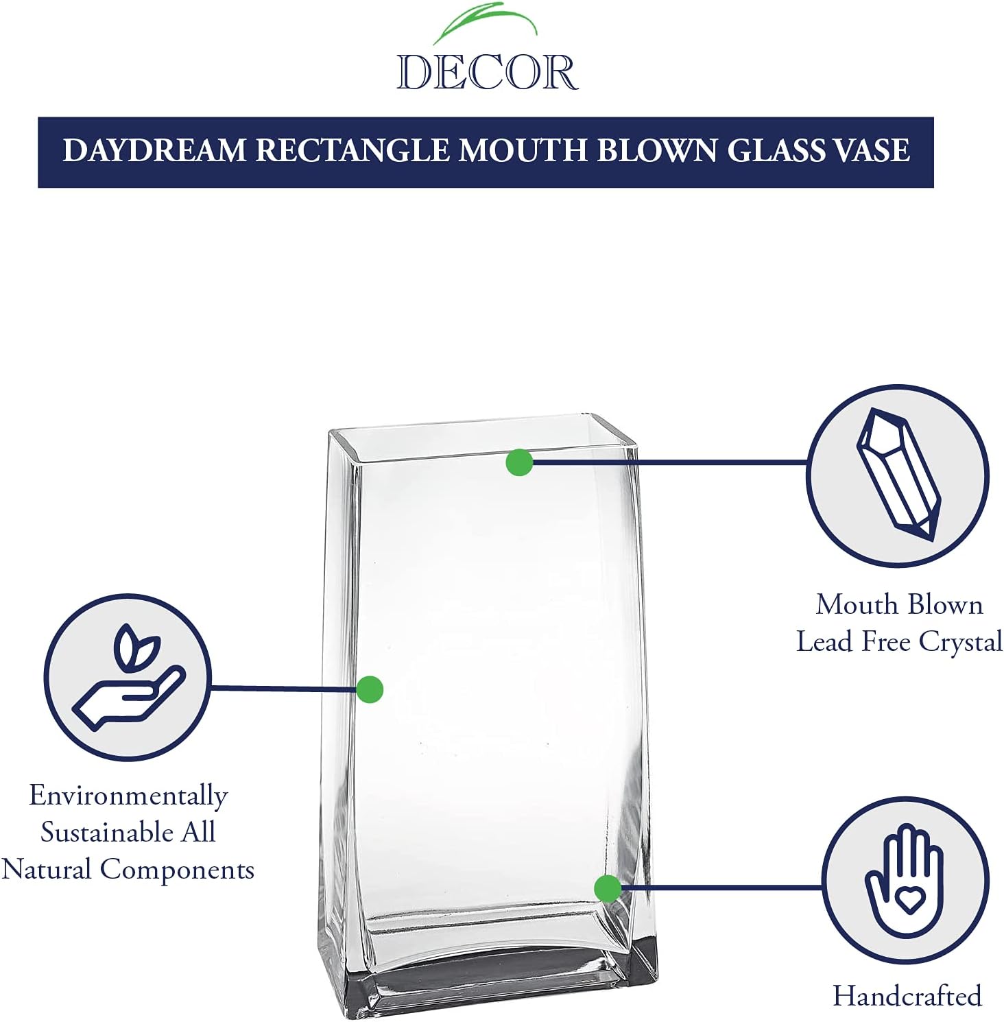Daydream Rectangle 9" Handmade Glass Vase .- S404